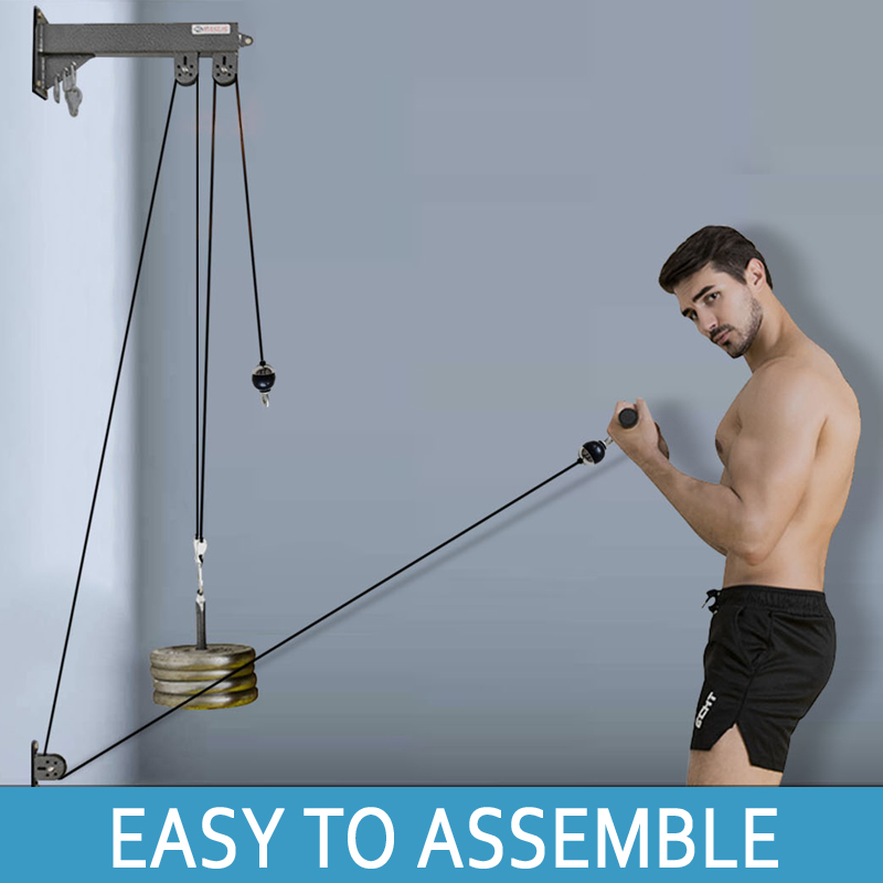 Home Gym Cable Pulley System - Wall-Mounted Gym Pulley System - Multi-Functional