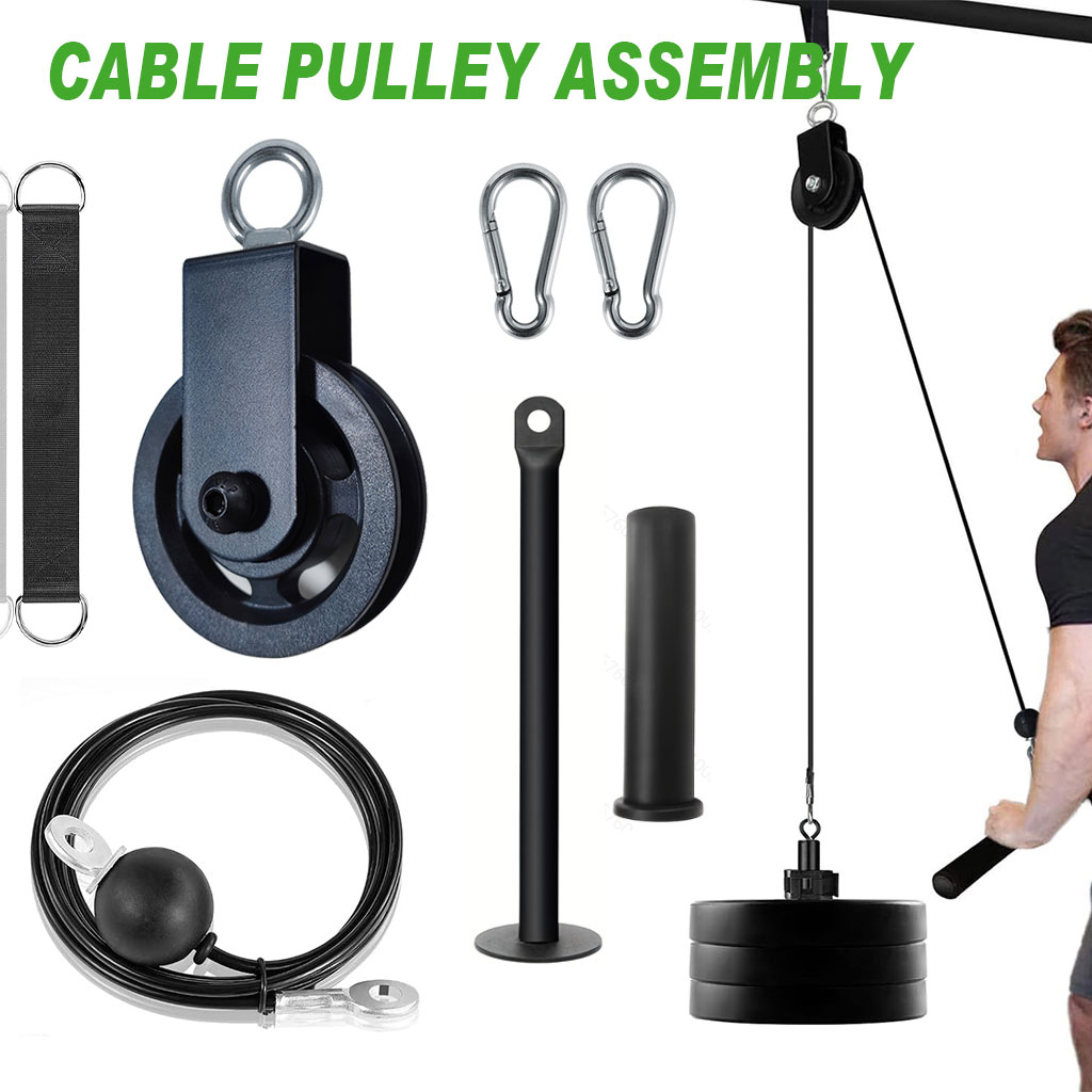Home Gym Cable Pulley System - 360° Silent Pulley Wheel with Carabiner