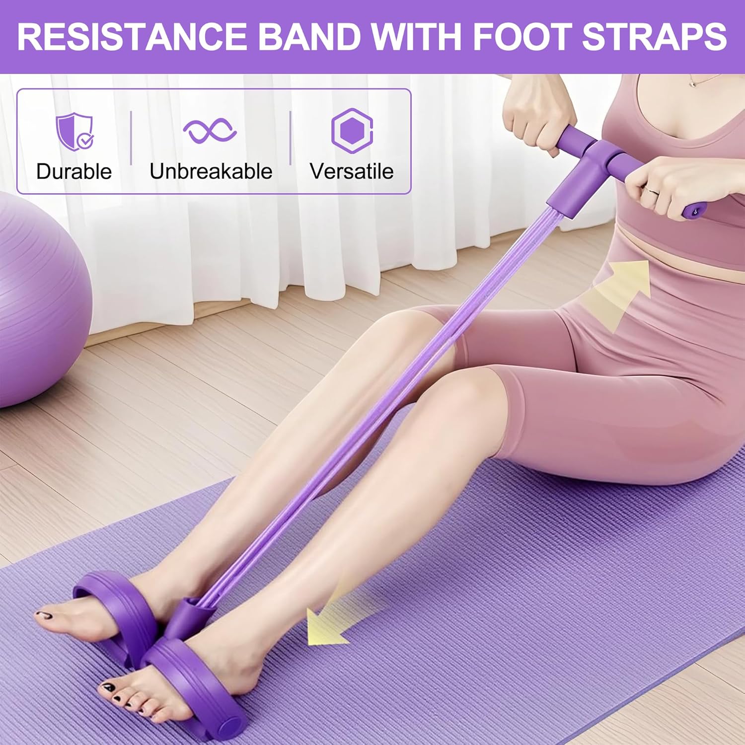 Home Gym Hyrox - 4-Tube Pedal Resistance Band Multifunction Tension