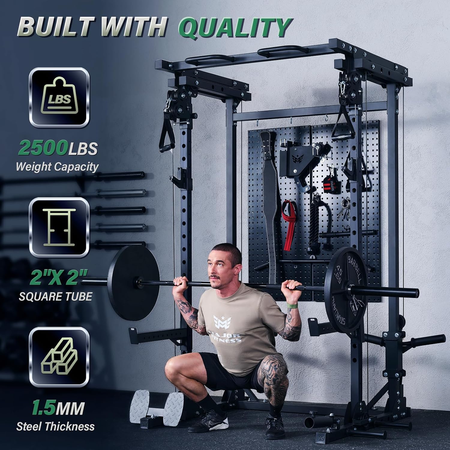 Home Gym Custom - Drone3 Power Rack, 2500lbs Multi-Function Home
