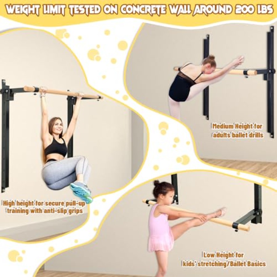 Wall Mounted Ballet Barre 4ft  - đánh giá và giá Home Gym Wall Mounted