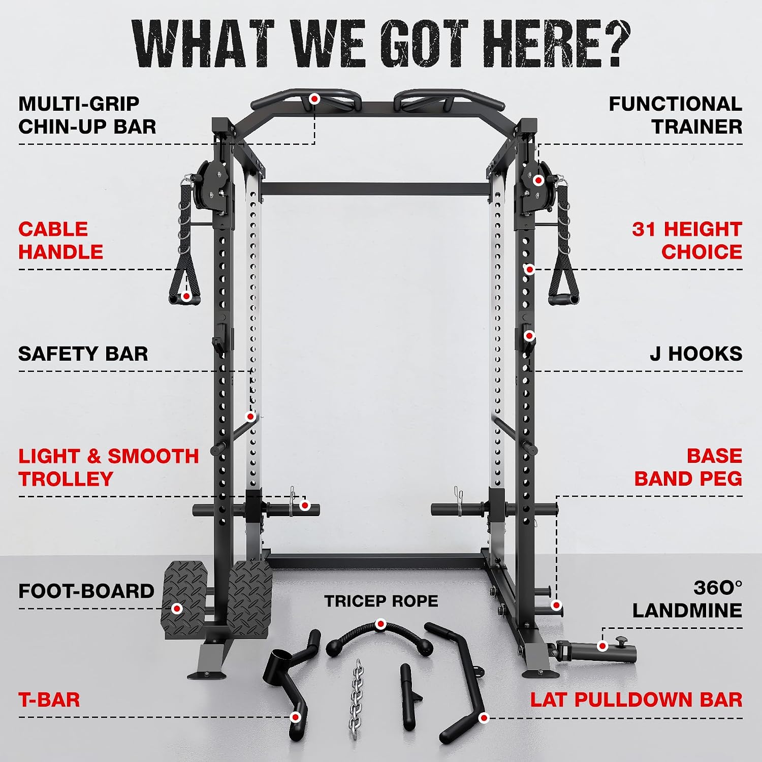 2000LBS Power Cage with Cable  - đánh giá và giá Home Gym Rack With Cables
