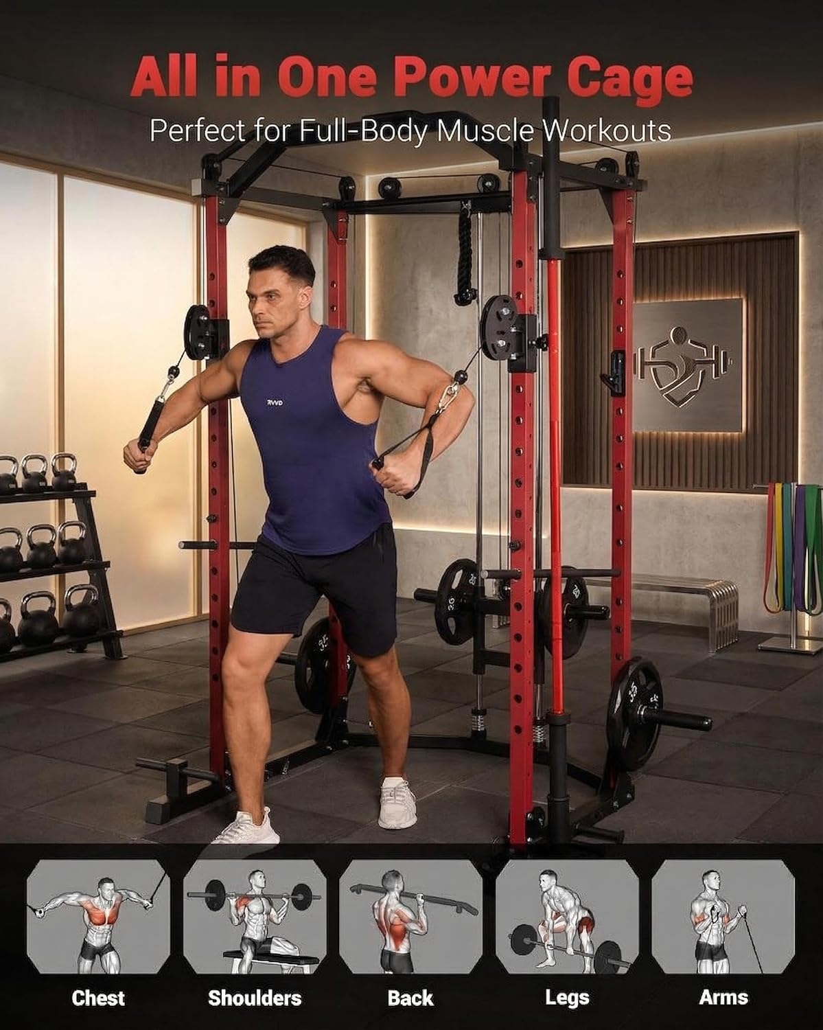 Power Cage, Multi-Functional P - đánh giá và giá Home Gym Rack With Cables